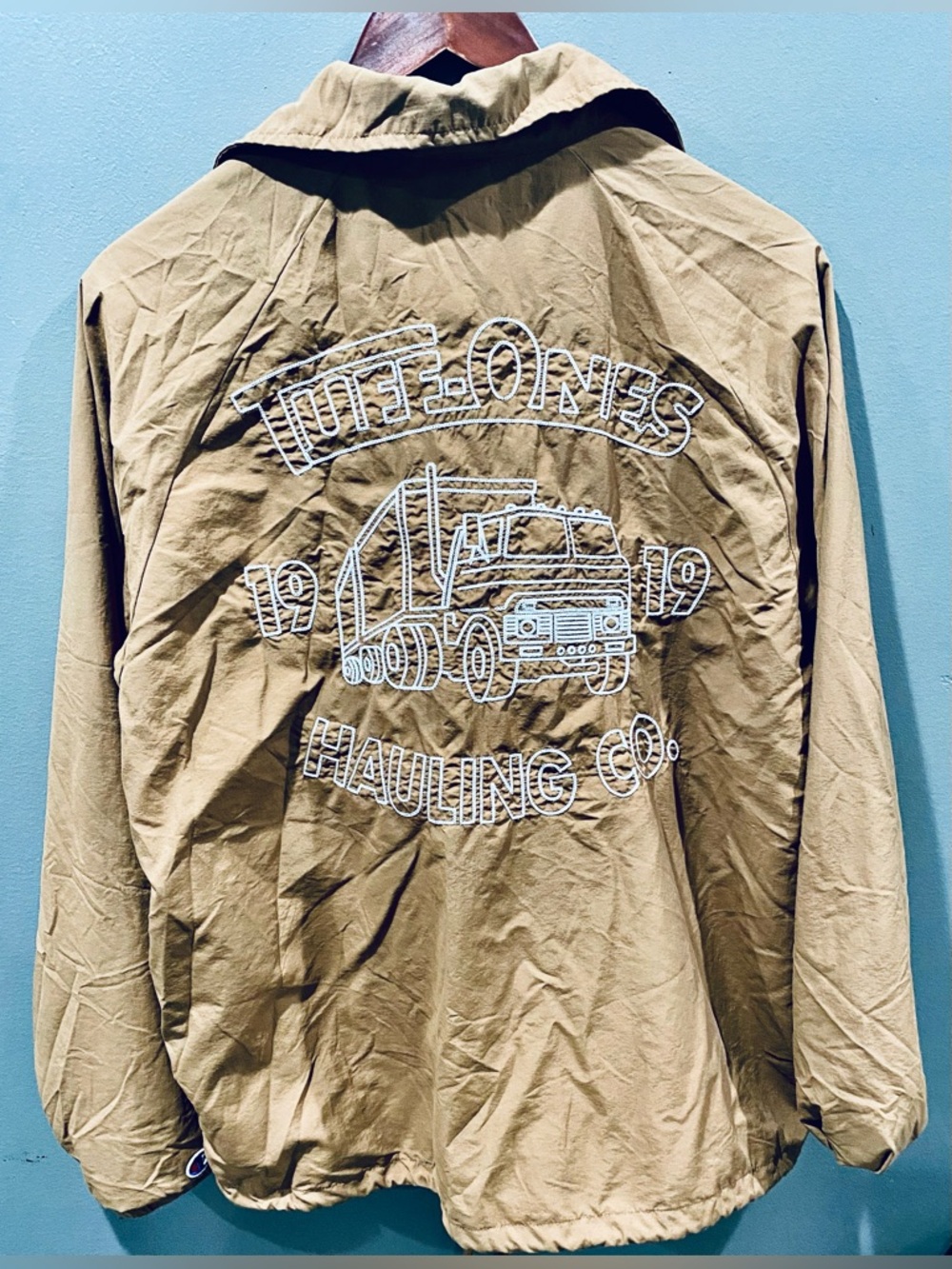 Men’s Street & Skate Champion Embroidered Tuff Ones Jacket Saddle brown Sz M